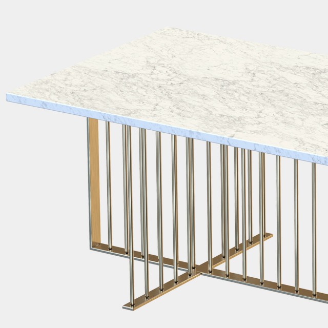 MEISTER Coffee Table Matte Brass Finish & Black Marble Qrator