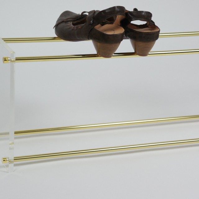 Brass & Glass Shoe Rack Qrator