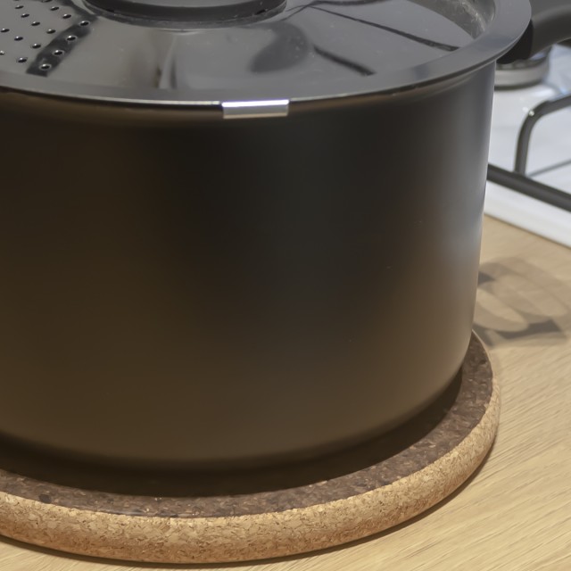 ELBE 2Pieces Round Dark Cork Hot Pad Large and Extra Large Qrator