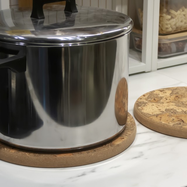 VIDA 4Pieces Round Natural Cork Hot Pad Qrator