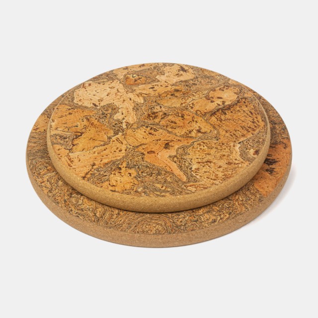 VIDA 2Pieces Round Natural Cork Hot Pad Large and Extra Large Qrator